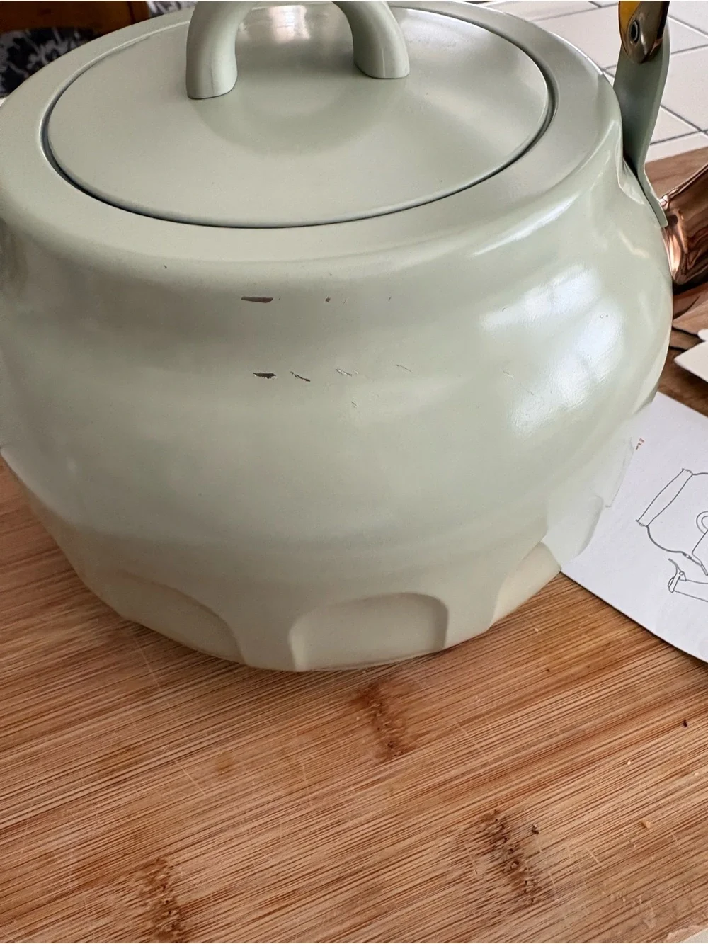 Hearth & Hand Mint Green Tea Kettle with Copper Spout